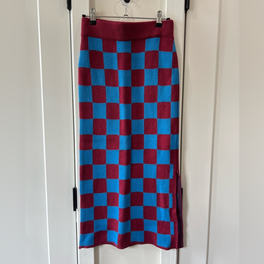 Ascot & Hart | Checkered Knit Skirt